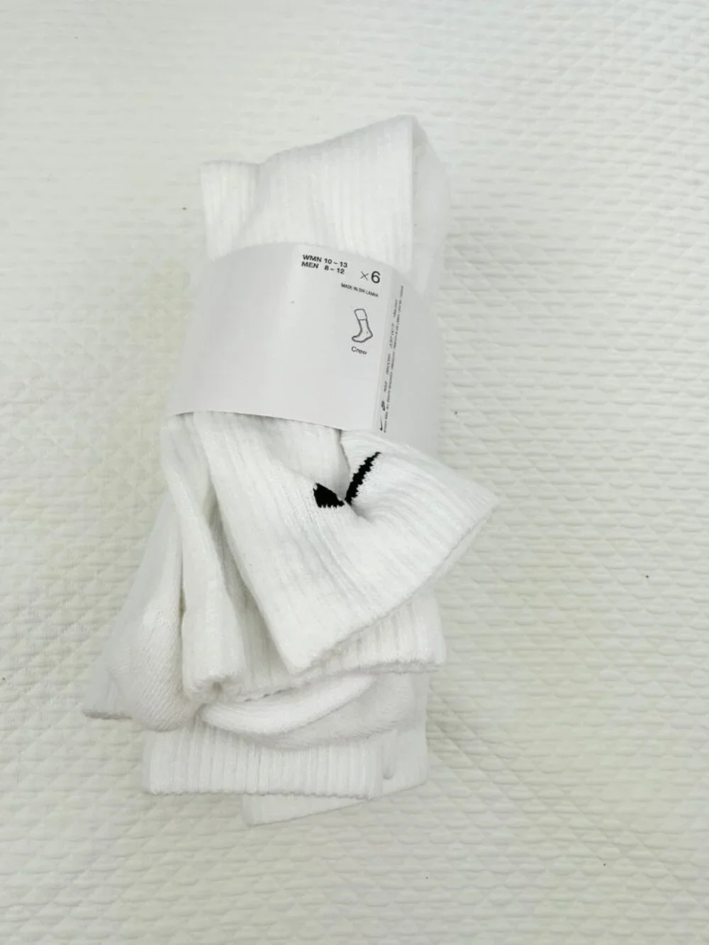 Nike Everyday Plus Dri-FIT Adult Mens L (8-12) Cushioned 6 Pair Crew Socks White
